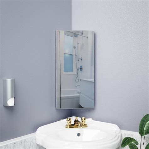 brushed stainless steel corner wall mounted medicine cabinets|corner medicine cabinet with mirror.